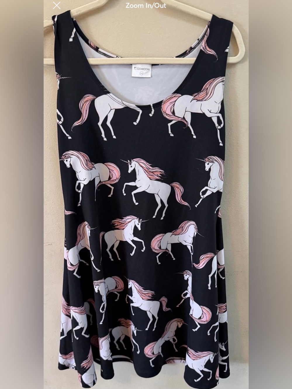 CowCow Black Unicorn Print Sleeveless Dress size xxl